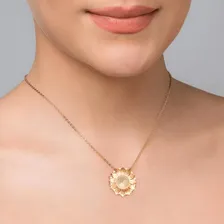 Pingente Flor Girassol Banhado Ouro Grande Dourado Delicado Foto mini  3