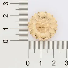 Pingente Flor Girassol Banhado Ouro Grande Dourado Delicado Foto mini  2