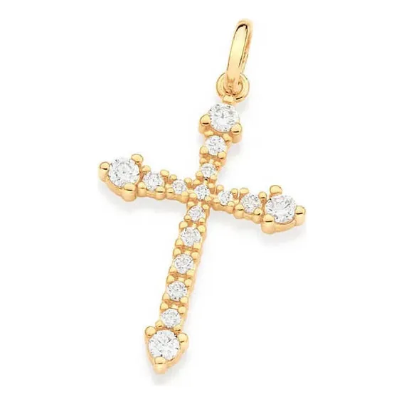 Pingente Folheado Ouro 18k Rommanel Crucifixo Pedras 542663 Foto 1