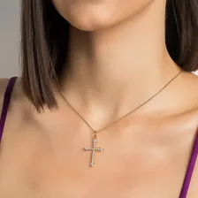 Pingente Folheado Ouro 18k Rommanel Crucifixo Pedras 542663 Foto mini 3