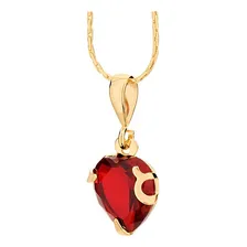 Pingente Folheado Ouro Rommanel Coração Pedra Com 541790 Cor Dourado/vermelho Foto  mini 1