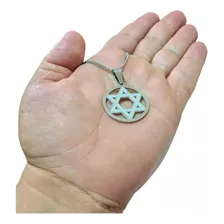Pingente Hexagrama Estrela Davi Salomão Em Aço Inox 4,5cm Foto mini 3