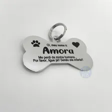 Pingente JH PETS plaquinha plaqueta pet cachorro personalizado cor prateado osso Foto mini 2