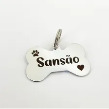 Pingente JH PETS plaquinha plaqueta pet cachorro personalizado cor prateado osso Foto mini 1