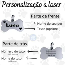 Pingente JH PETS plaquinha plaqueta pet cachorro personalizado cor prateado osso Foto mini 3