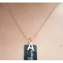 Pingente Letra Lisa + Corrente Rommanel Vc Escolhe A Letra Cor Dourado Foto mini  3
