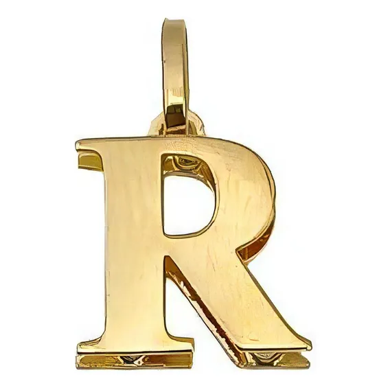 Pingente Letra R Galeria Em Ouro 18k Foto 1