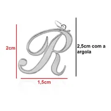 Pingente Letra R Prata 925 Cor Cinza Foto mini 1