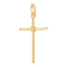 Pingente Masculino Folheado Ouro Cruz Lisa Com Cor Dourado Foto mini 1