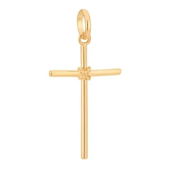 Pingente Masculino Folheado Ouro Cruz Lisa Com Cor Dourado Foto 1