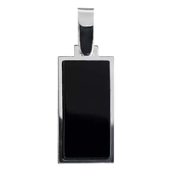 Pingente Masculino Prata 950 Com Pedra Ônix Chapa Comendador Foto 1