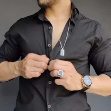 Pingente Masculino Prata 950 Com Pedra Ônix Chapa Comendador Foto mini 4