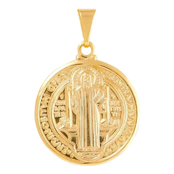 Pingente Medalha São Bento Banhado A Ouro 18k Foto 1