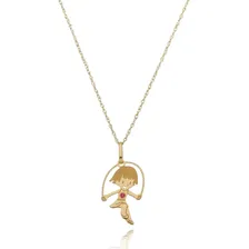 Pingente Menina Balanço Com Corrente Singapura Em Ouro 18k Cor Amarelo Foto  mini 1