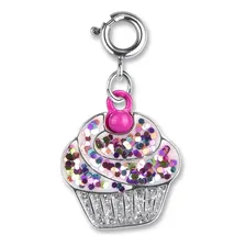 Pingente Menina Charm Cupcake Prateado Com Glitter Charm It Foto mini 1