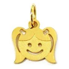 Pingente Menina Filha Carinha Laser Em Ouro 18k Cor Amarelo Foto mini 1