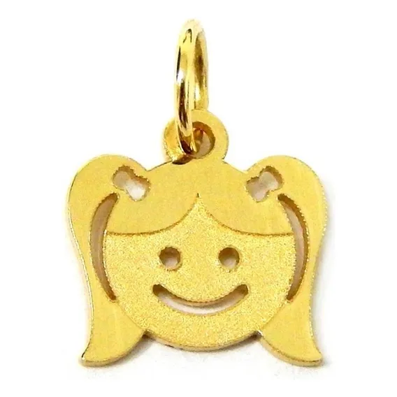 Pingente Menina Filha Carinha Laser Em Ouro 18k Cor Amarelo Foto 1