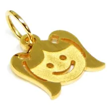 Pingente Menina Filha Carinha Laser Em Ouro 18k Cor Amarelo Foto mini 2