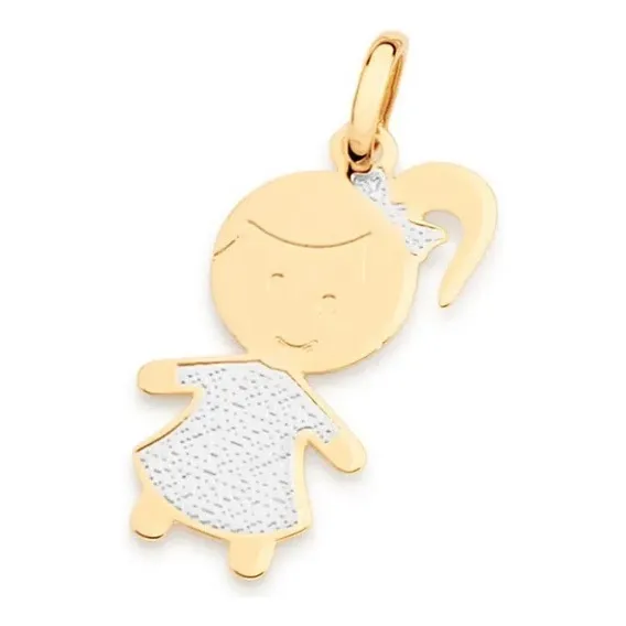 Pingente Menina Rommanel 542453 Com Rhodium Folheado Ouro Foto 1