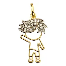 Pingente Menino 2cm Vazado Com Zirc么nias Em Ouro 10k Foto mini 1