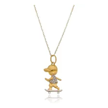 Pingente Menino Skate Com Corrente Singapura Em Ouro 18k Cor Amarelo Foto  mini 1
