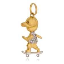 Pingente Menino Skate Com Corrente Singapura Em Ouro 18k Cor Amarelo Foto mini  3