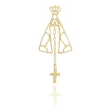 Pingente Nossa Senhora Cruz + Corrente Cartier Em Ouro 18k Cor Amarelo Foto mini 4