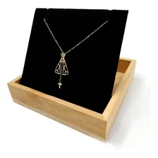 Pingente Nossa Senhora Cruz + Corrente Cartier Em Ouro 18k Cor Amarelo Foto mini 2