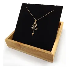Pingente Nossa Senhora Cruz + Corrente Veneziana Em Ouro 18k Cor Amarelo Foto mini 2