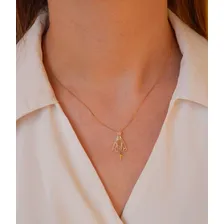 Pingente Nossa Senhora Cruz + Corrente Veneziana Em Ouro 18k Cor Amarelo Foto mini 3