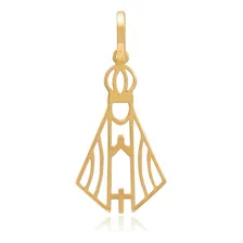 Pingente Nossa Senhora Em Ouro 18k Vazada Laser Cor Amarelo Foto mini 1