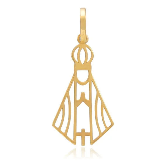 Pingente Nossa Senhora Em Ouro 18k Vazada Laser Cor Amarelo Foto 1