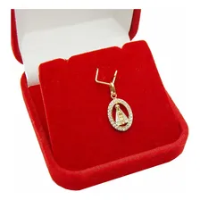 Pingente Nossa Senhora Oval Com Zirc么nias Em Ouro 18k Cor Amarelo Foto mini 2