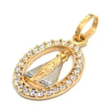 Pingente Nossa Senhora Oval Com Zirc么nias Em Ouro 18k Cor Amarelo Foto mini 4