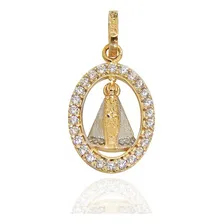 Pingente Nossa Senhora Oval Com Zirc么nias Em Ouro 18k Cor Amarelo Foto mini 1