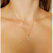 Pingente Nossa Senhora Oval Com Zirc么nias Em Ouro 18k Cor Amarelo Foto mini 3