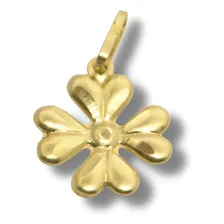 Pingente Ouro 18k Trevo De 4 Folhas Da Sorte Estampado P306 Foto  mini 1