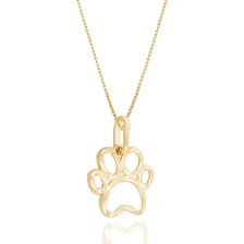 Pingente Patinha Cachorro Com Corrente Veneziana Ouro 18k Cor Amarelo Foto  mini 1