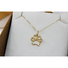 Pingente Patinha Cachorro Com Corrente Veneziana Ouro 18k Cor Amarelo Foto mini  2