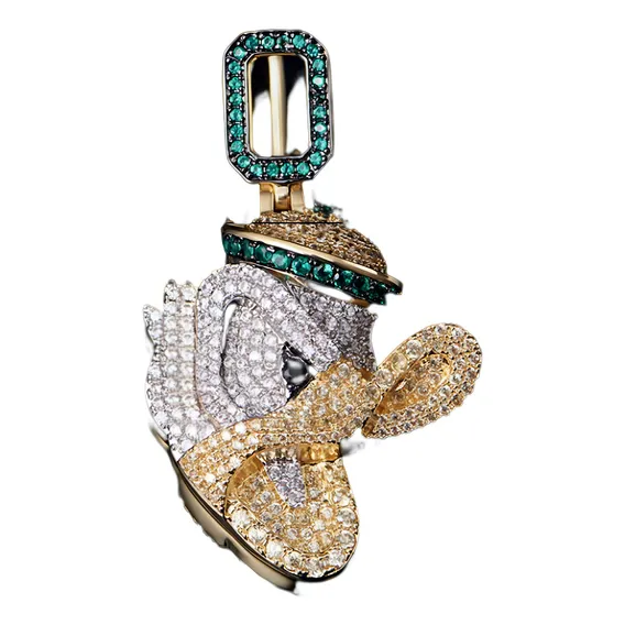 Pingente Pato Donald Cravejado Ouro 14k - Aporro Foto 1