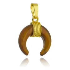 Pingente Pedra Natural Chifre Italiano Folheado A Ouro 18k Foto mini 1