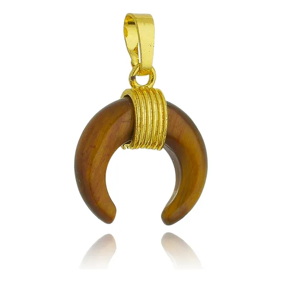 Pingente Pedra Natural Chifre Italiano Folheado A Ouro 18k Foto 1