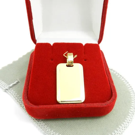 Pingente Placa 25mm Folheado Ouro Pi114 Foto 1