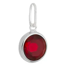 Pingente Ponto De Luz Redondo Cores Prata 925 Cor Vermelho Foto  mini 1