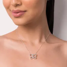 Pingente Prata 925 Borboleta Vazada Pedras Cravejadas Luxo Foto mini 3