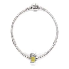Pingente Prata 925 E Esmalte Amarelo 11mm Para Pulseiras Foto mini 3
