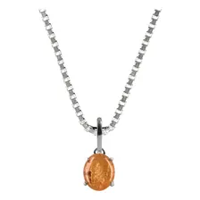 Pingente Prata 925 Topázio Imperial Oval Natural Verdadeiro Foto mini 1