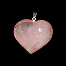 Pingente Prateado Coração Cristal Quartzo Rosa Pedra Natural Foto mini  3