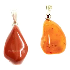 Pingente Prateado De Jaspe Vermelho Natural Cristal Pedra Foto  mini 1
