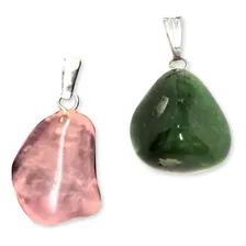 Pingente Prateado De Pedra Quartzo Rosa Foto mini 1